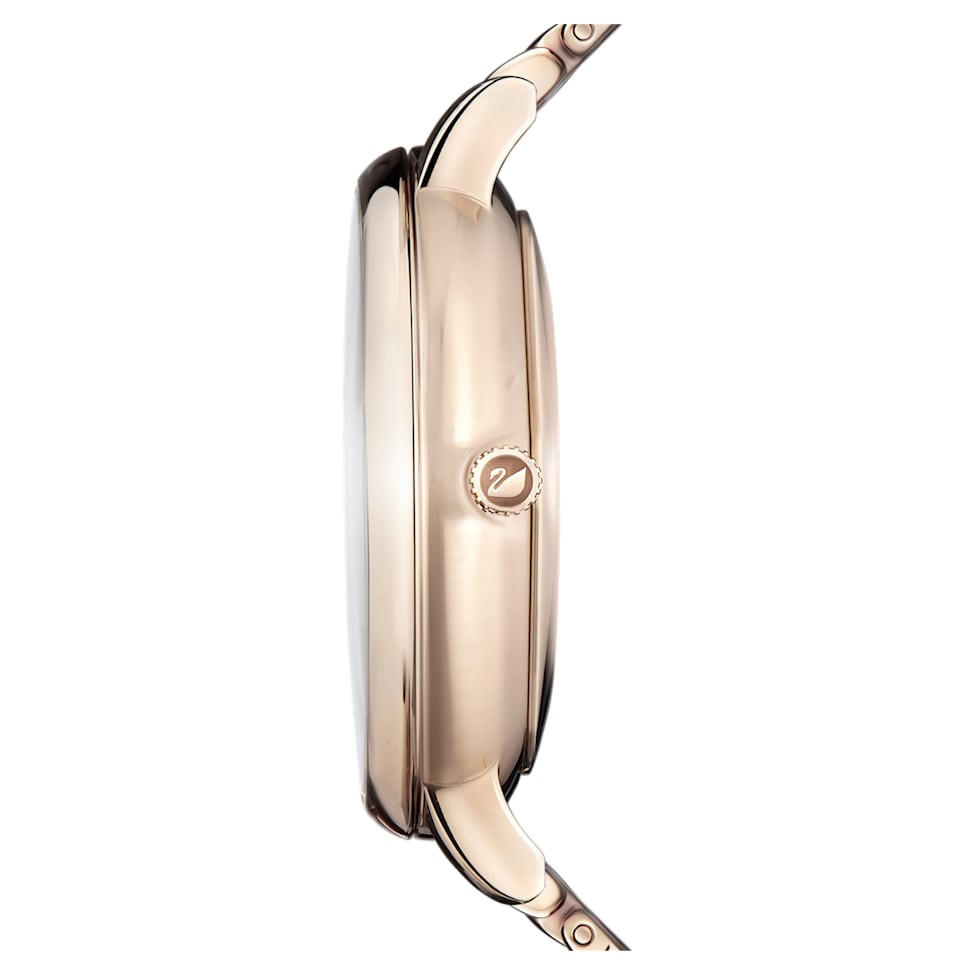 Crystal Lake watch, Swiss Made, Metal bracelet, Gray, Champagne gold-tone finish by SWAROVSKI