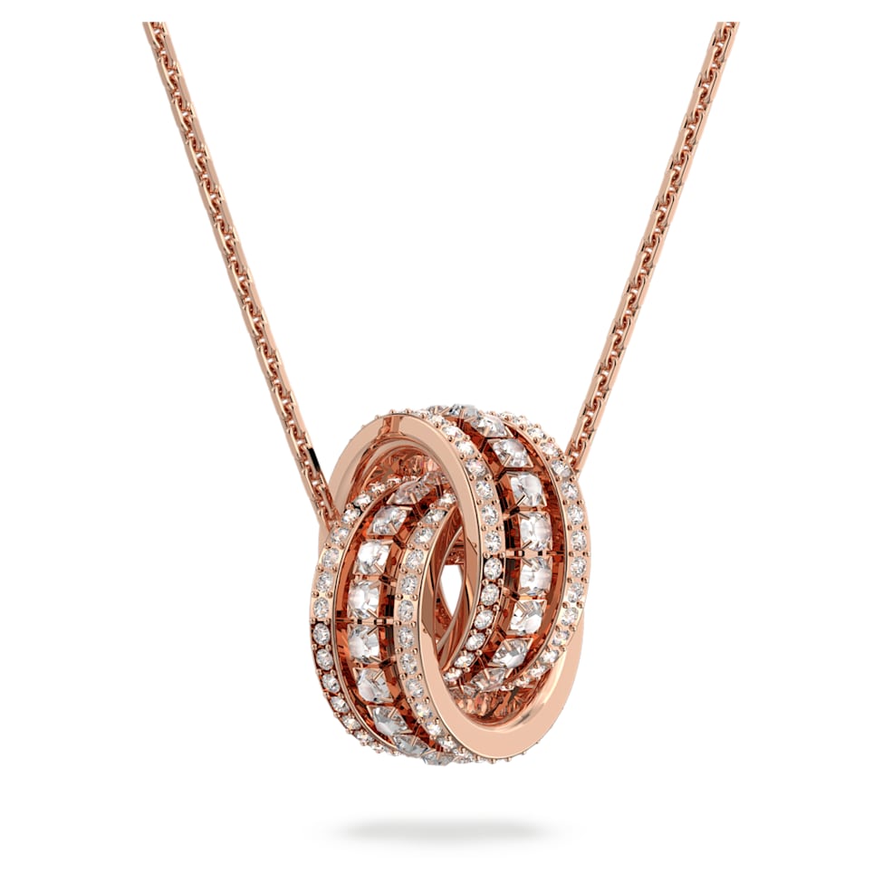 Further pendant, Intertwined circles, White, Rose gold-tone plated by SWAROVSKI