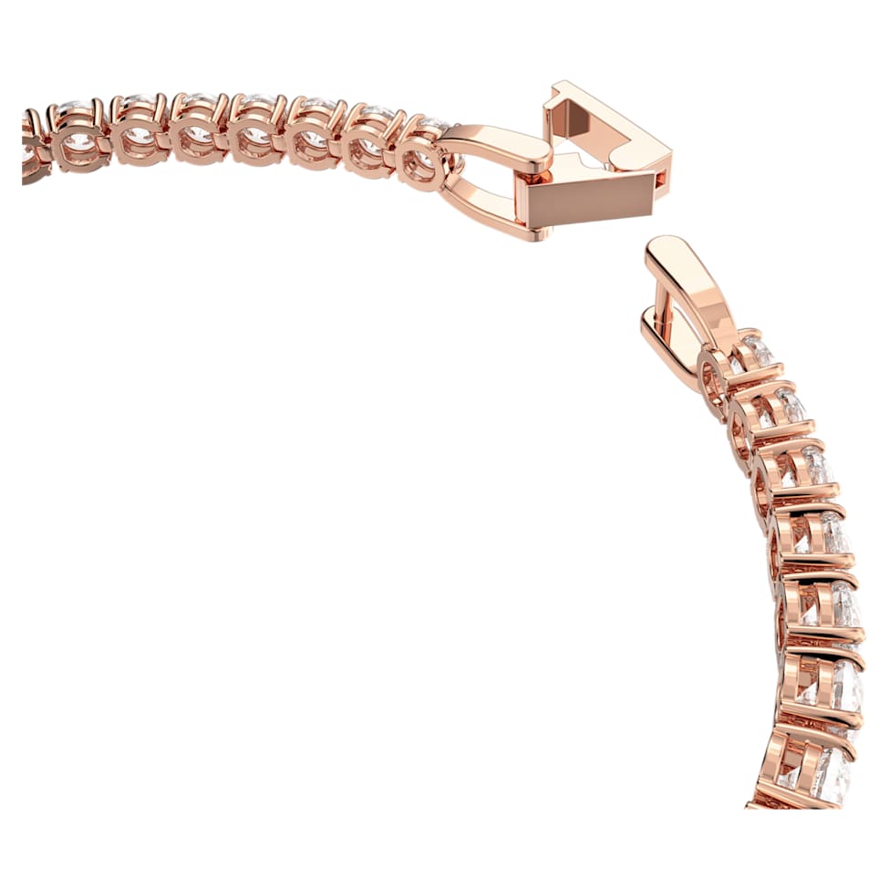 Tennis Deluxe bracelet, Round cut, White, Rose gold-tone plated by SWAROVSKI