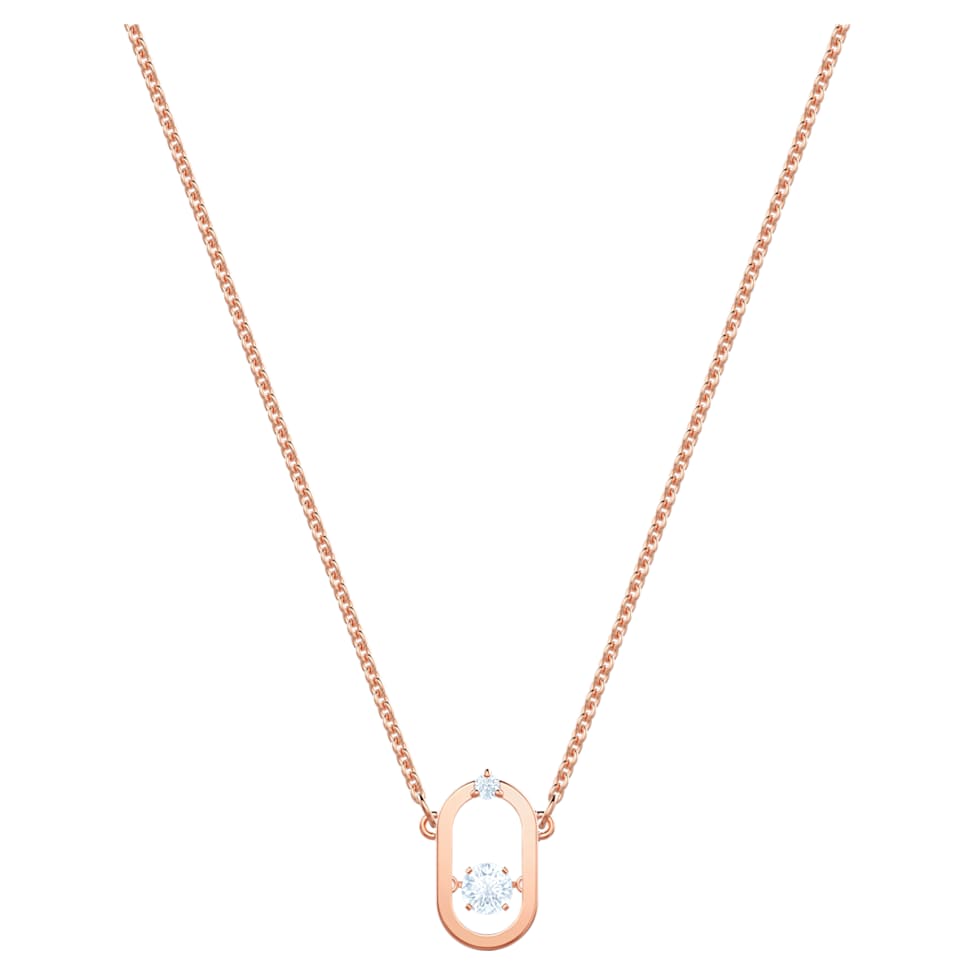 Swarovski Sparkling Dance necklace, Round cut, Oval shape, White, Rose gold-tone plated by SWAROVSKI