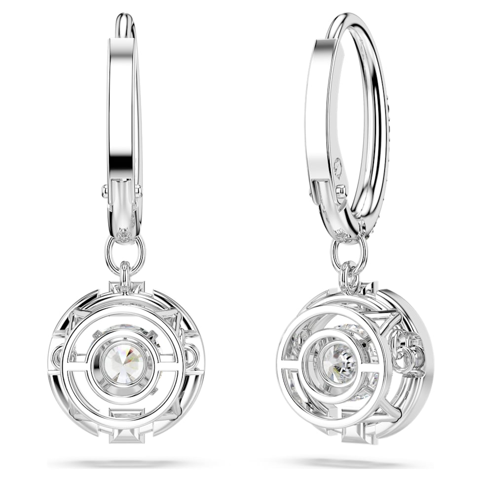 Swarovski Sparkling Dance drop earrings, Round cut, White, Rhodium plated by SWAROVSKI