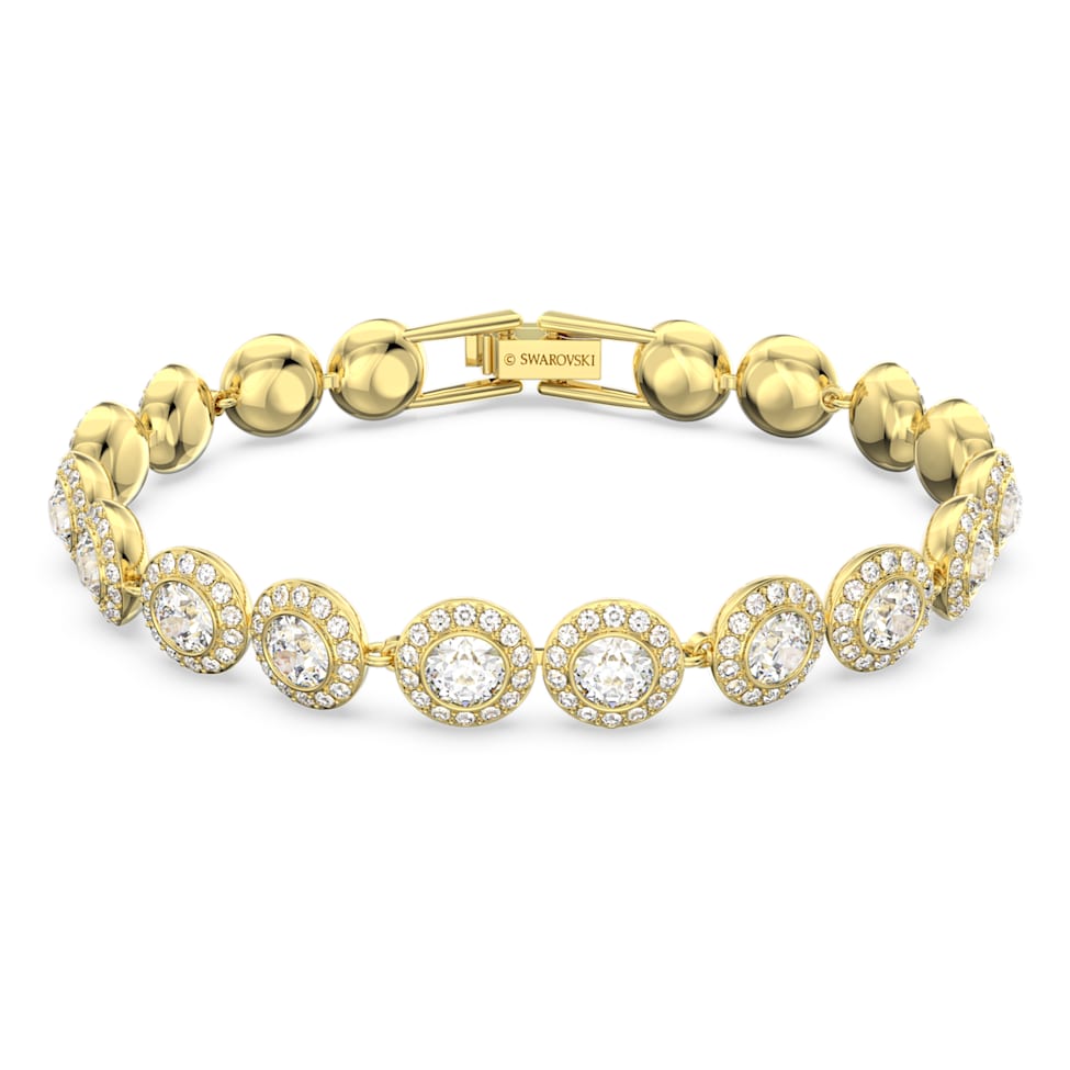 Angelic bracelet, Round cut, Pavé, Medium, White, Gold-tone plated by SWAROVSKI