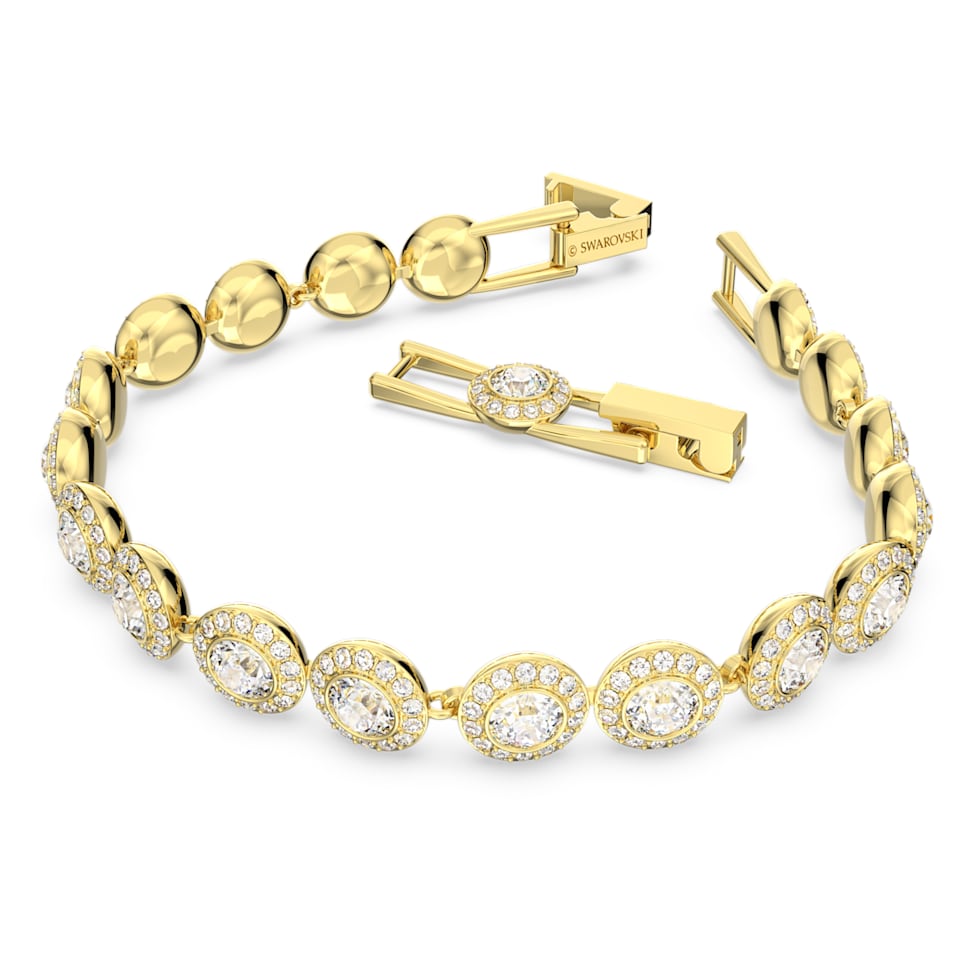 Angelic bracelet, Round cut, Pavé, Medium, White, Gold-tone plated by SWAROVSKI