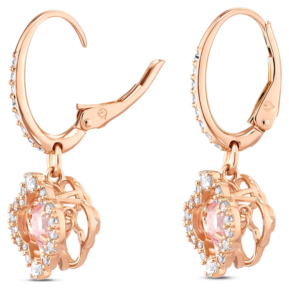 Swarovski Sparkling Dance drop earrings, Clover, Pink, Rose gold-tone plated by SWAROVSKI