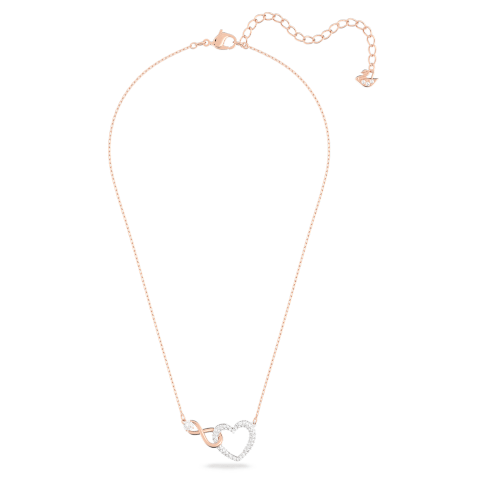 Swarovski Infinity necklace, Infinity and heart, White, Mixed metal finish by SWAROVSKI