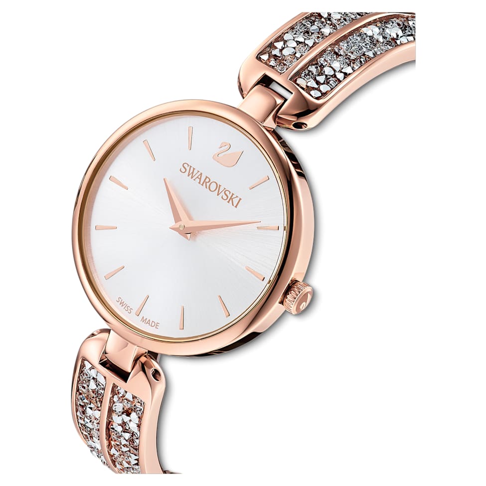 Dream Rock watch, Swiss Made, Metal bracelet, Rose gold tone, Rose gold-tone finish by SWAROVSKI
