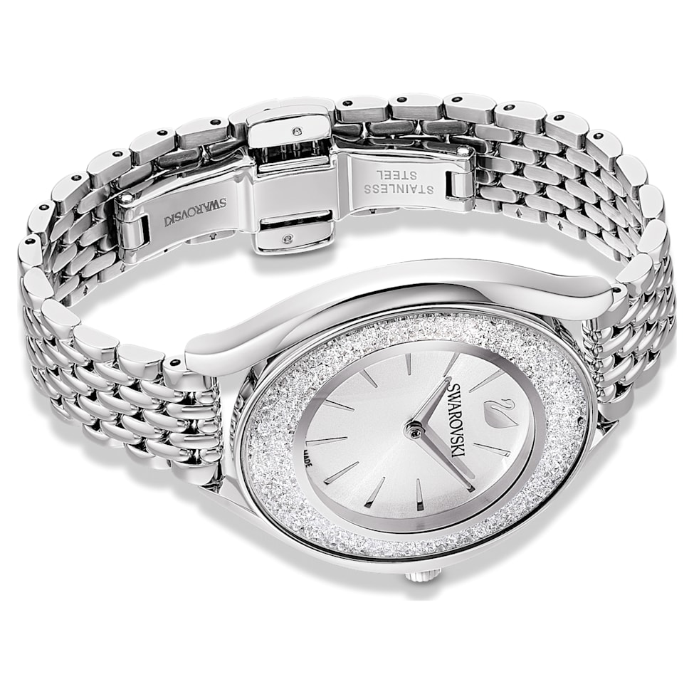 Crystalline Aura watch, Swiss Made, Metal bracelet, Silver tone, Stainless steel by SWAROVSKI