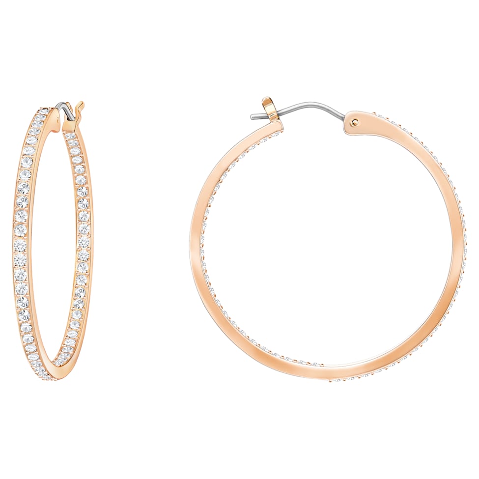 Sommerset hoop earrings, White, Rose gold-tone plated by SWAROVSKI