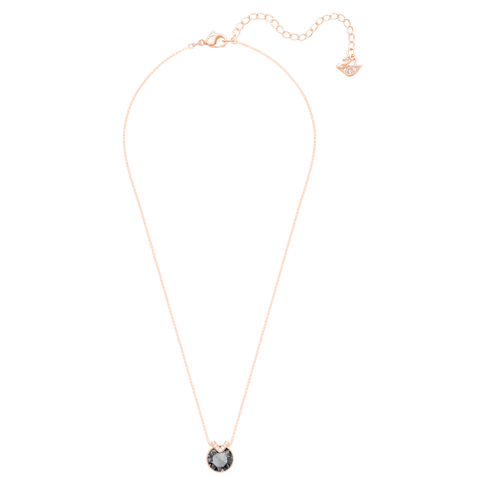 Bella V pendant, Round cut, Gray, Rose gold-tone plated by SWAROVSKI