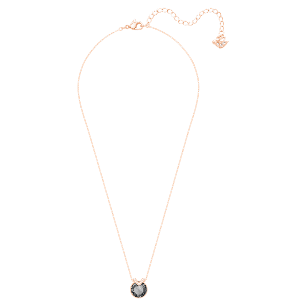Bella V pendant, Round cut, Grey, Rose gold-tone plated by SWAROVSKI
