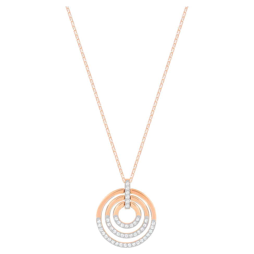 Circle pendant, Round shape, White, Mixed metal finish by SWAROVSKI