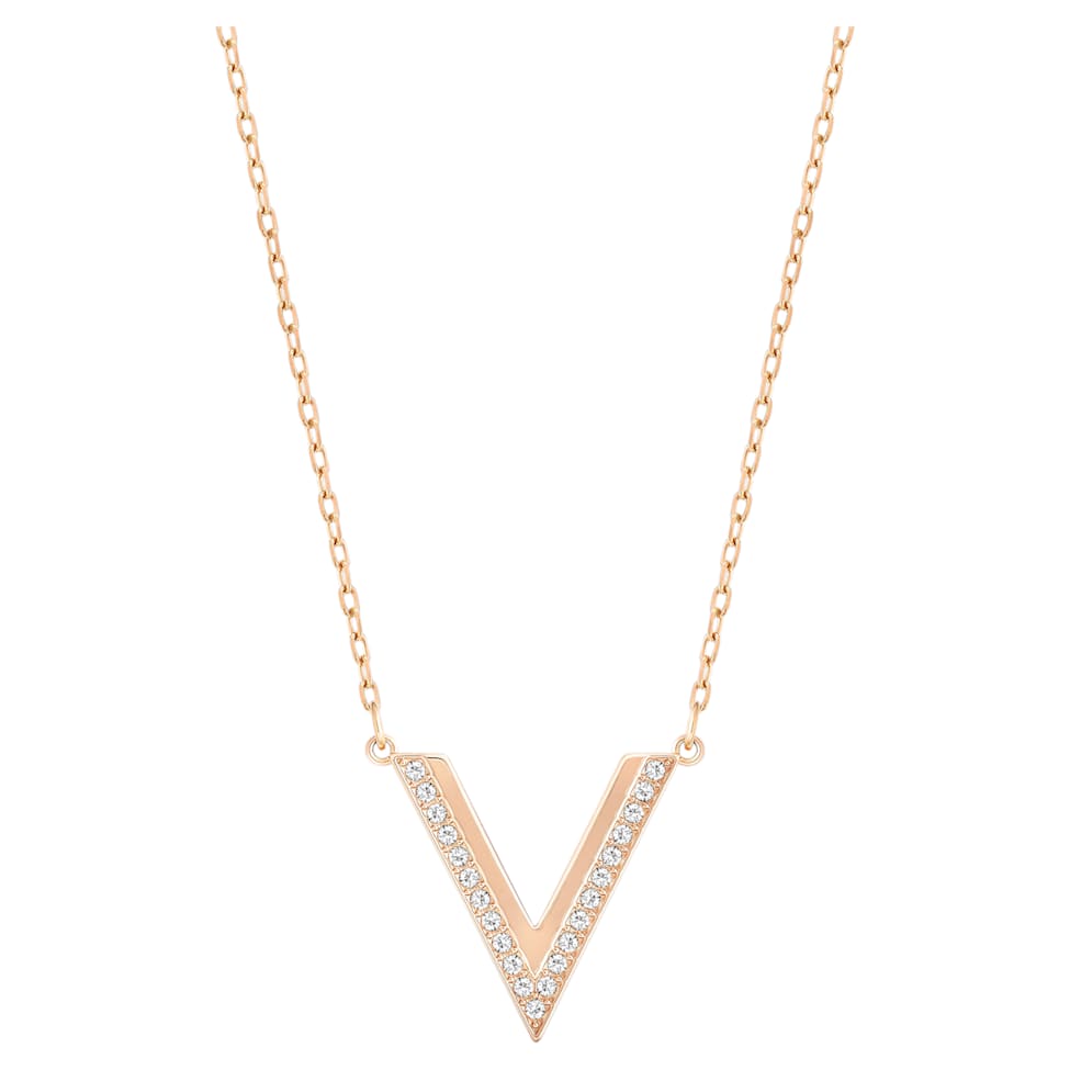 Delta necklace, White, Rose gold-tone plated by SWAROVSKI