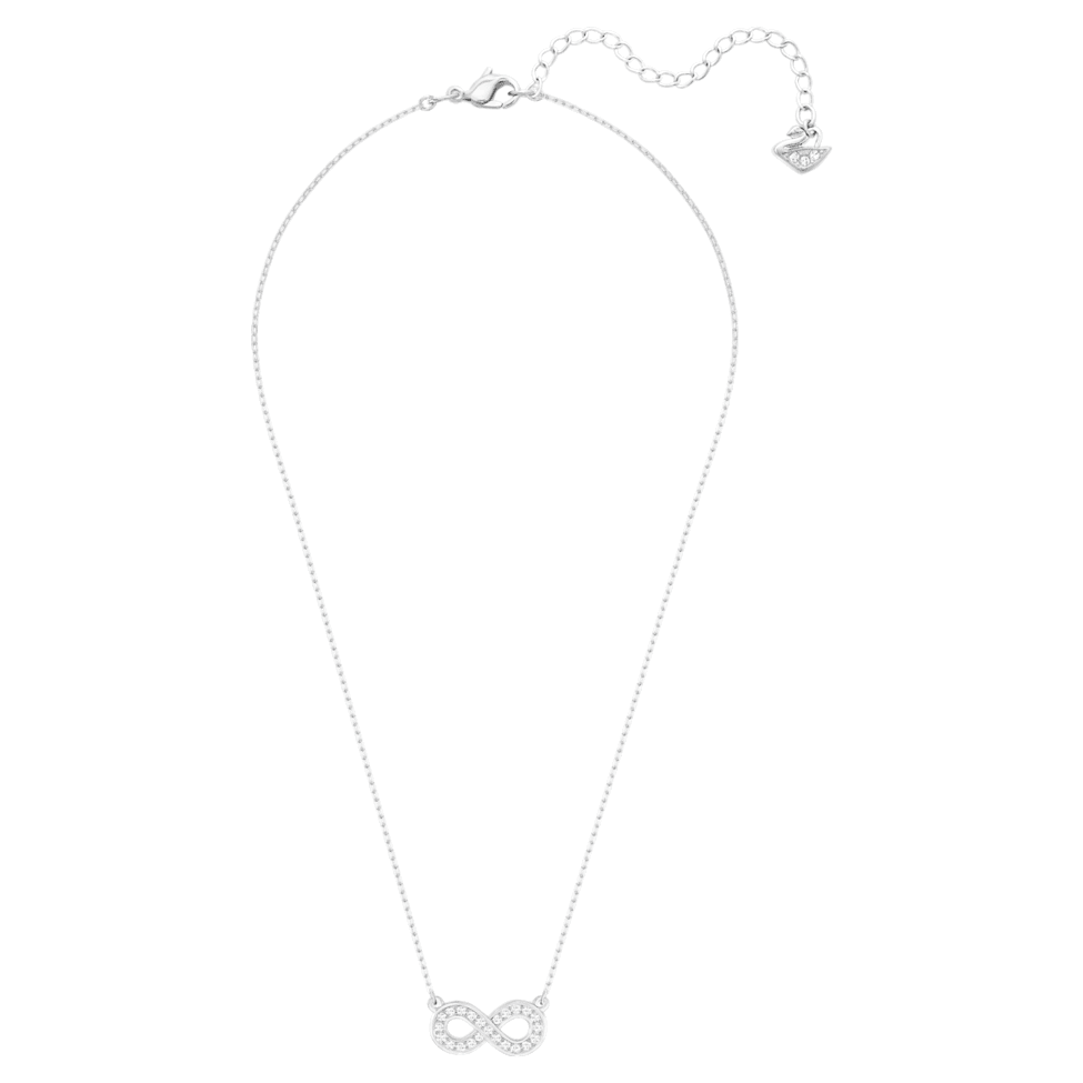 Latisha necklace, Infinity, White, Rhodium plated by SWAROVSKI