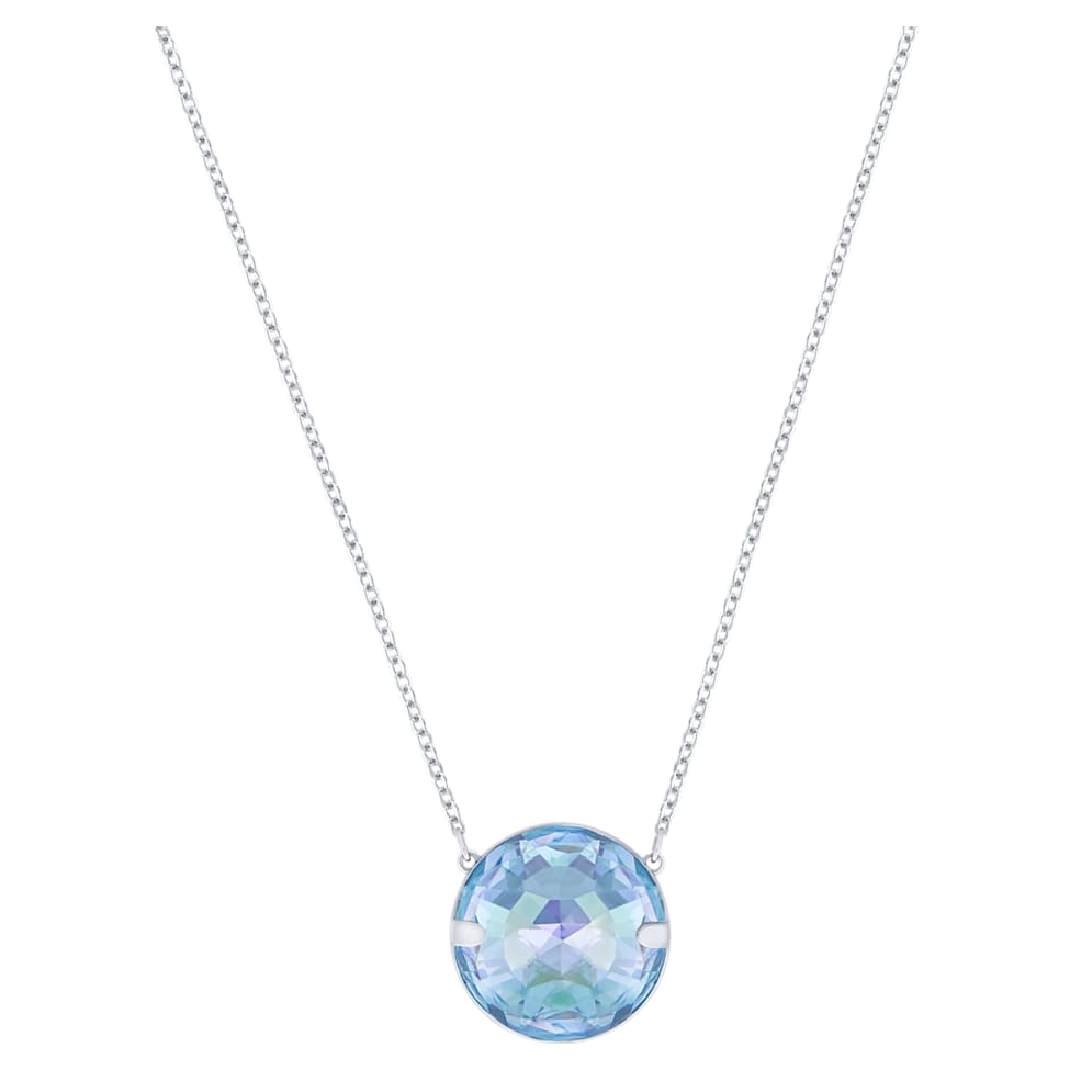 Globe necklace, Round cut, Blue, Rhodium plated by SWAROVSKI