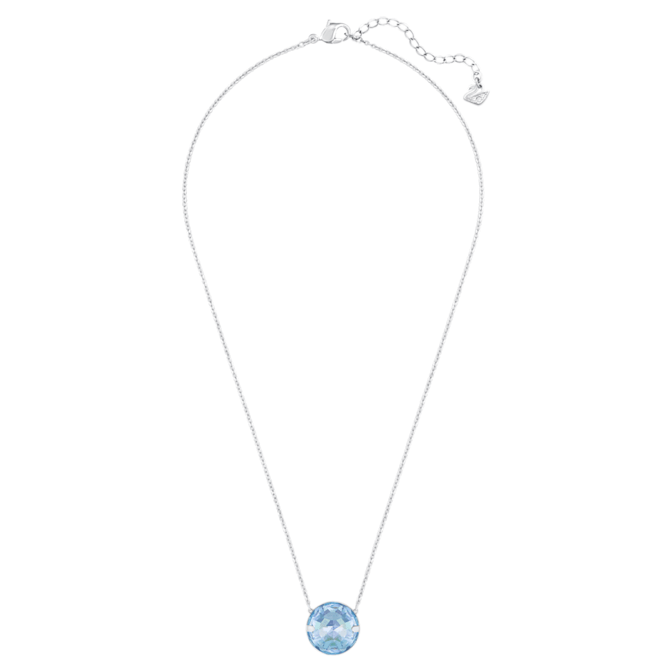 Globe necklace, Round cut, Blue, Rhodium plated by SWAROVSKI