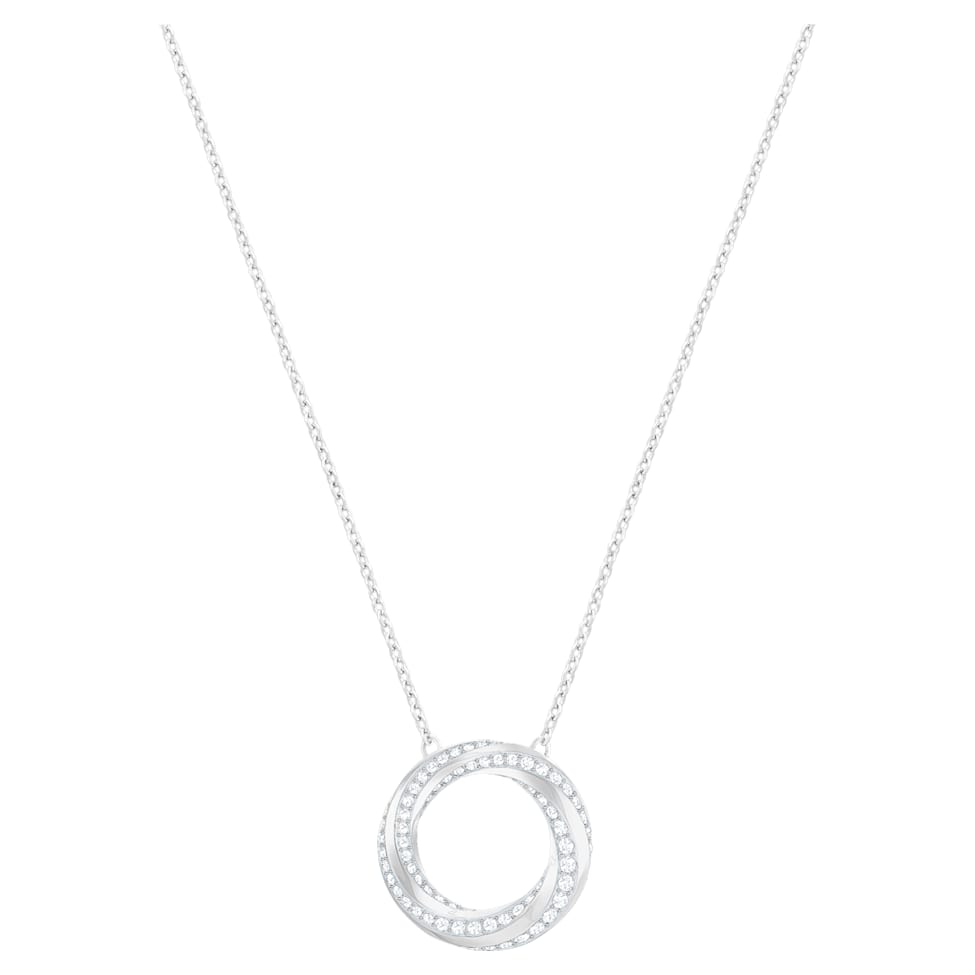Hilt necklace, Round shape, White, Rhodium plated by SWAROVSKI