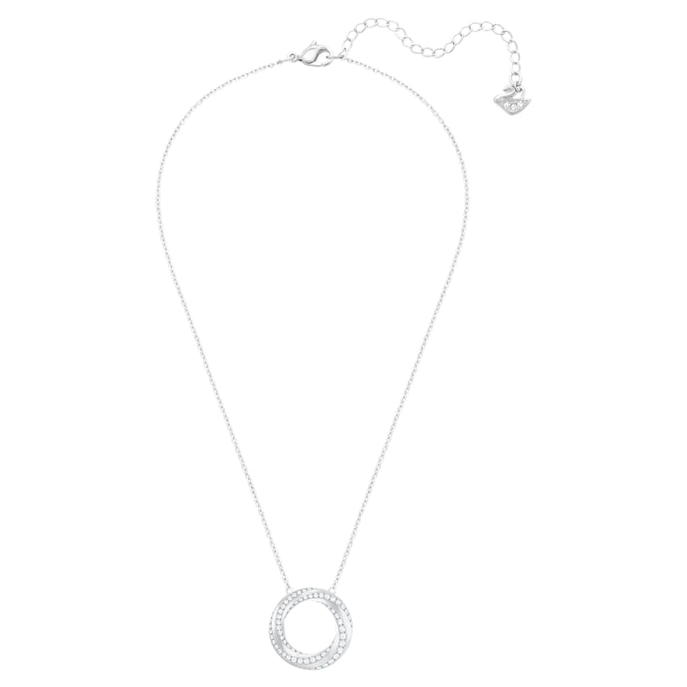 Hilt necklace, Round shape, White, Rhodium plated by SWAROVSKI