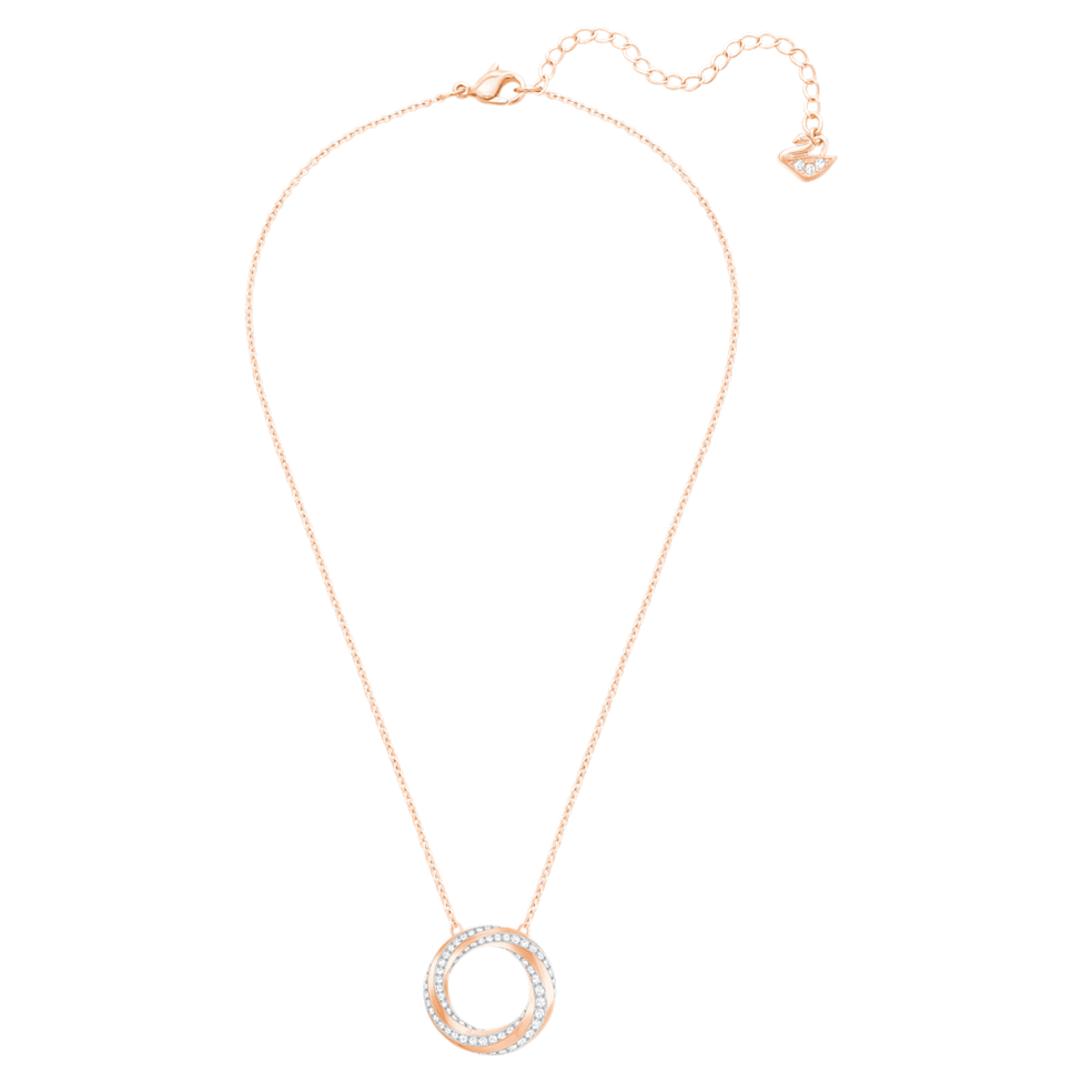 Hilt necklace, Round shape, White, Rose gold-tone plated by SWAROVSKI