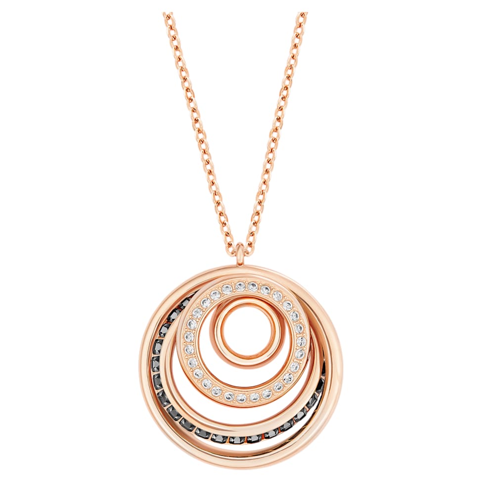 Dynamic pendant, Round shape, Grey, Rose gold-tone plated by SWAROVSKI