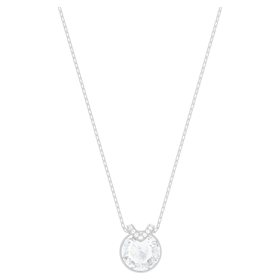 Bella V pendant, Round cut, White, Rhodium plated by SWAROVSKI