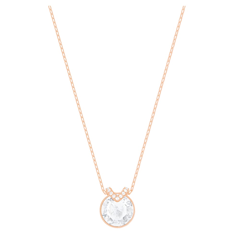Bella V pendant, Round cut, White, Rose gold-tone plated by SWAROVSKI
