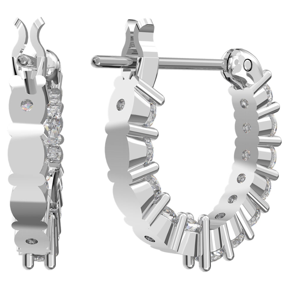 Vittore hoop earrings, Round cut, White, Rhodium plated by SWAROVSKI