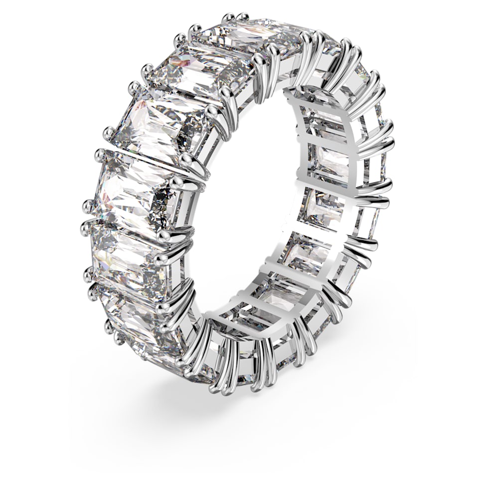 Vittore ring, Rectangular cut, White, Rhodium plated by SWAROVSKI
