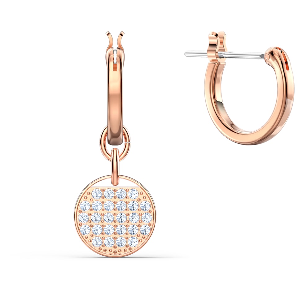 Ginger drop earrings, White, Rose gold-tone plated by SWAROVSKI