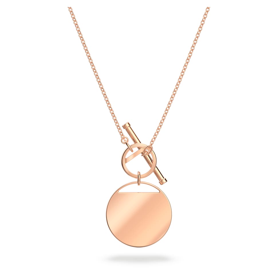 Ginger T Bar necklace, White, Rose gold-tone plated by SWAROVSKI