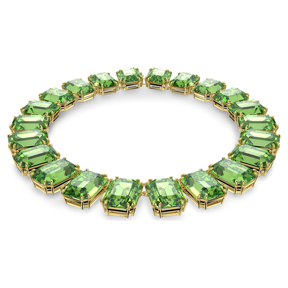 Millenia necklace, Oversized crystals, Octagon cut, Green, Gold-tone plated by SWAROVSKI