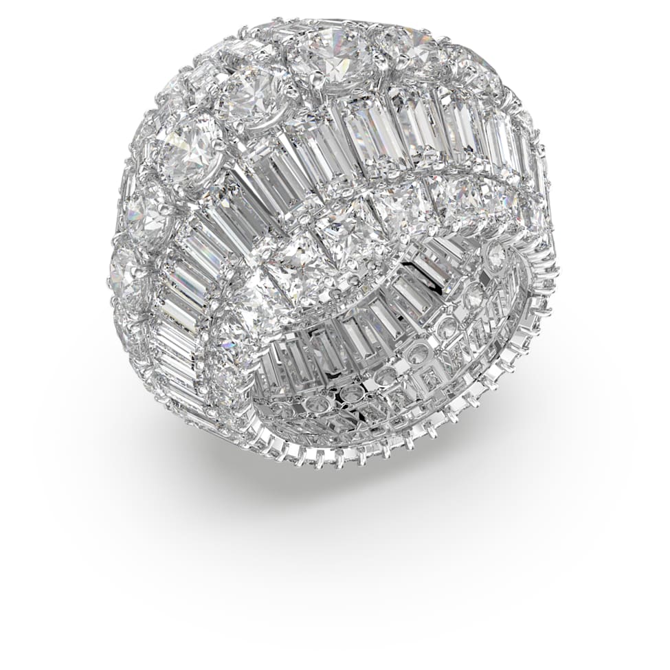 Hyperbola cocktail ring, Mixed cuts, White, Rhodium plated by SWAROVSKI