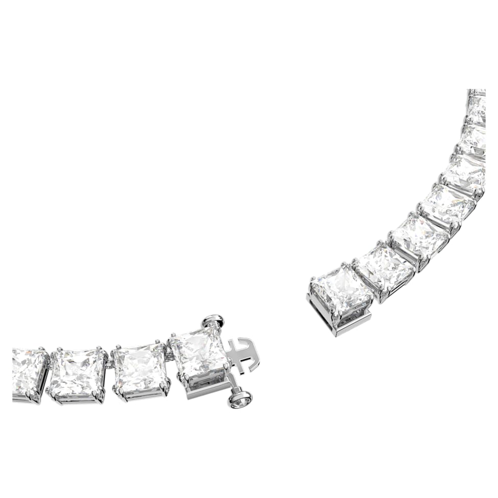Millenia necklace, Square cut, White, Rhodium plated by SWAROVSKI
