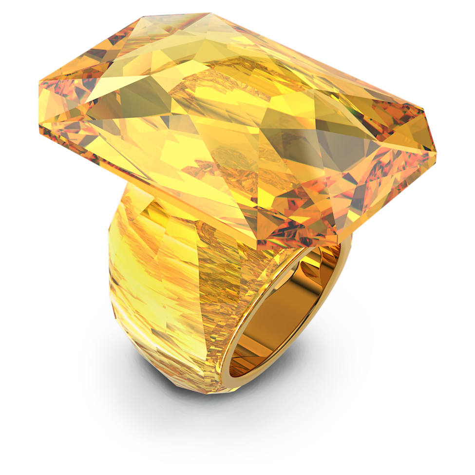 Lucent cocktail ring, Oversized crystal, Octagon cut, Yellow by SWAROVSKI