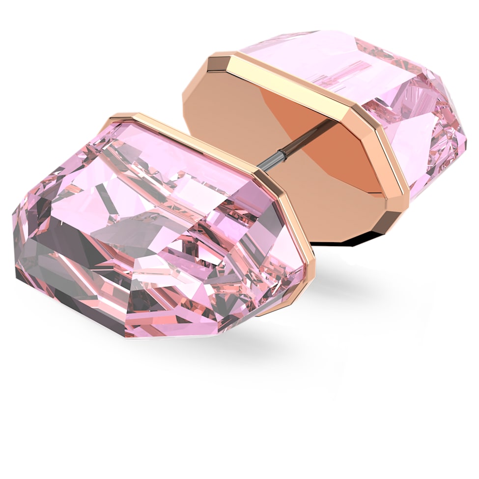 Lucent stud earring, Single, Pink, Rose gold-tone plated by SWAROVSKI