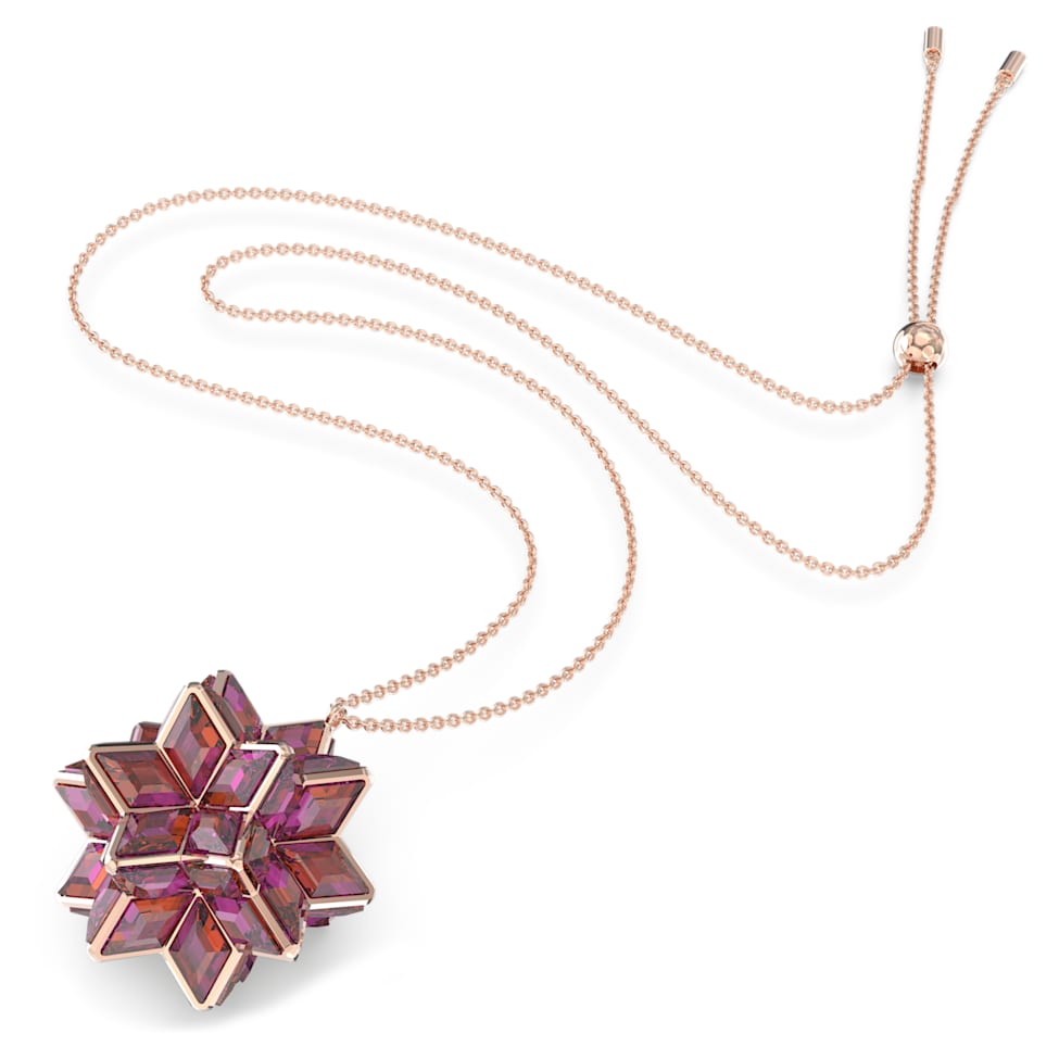 Curiosa pendant, Geometric cut, Pink, Rose gold-tone plated by SWAROVSKI