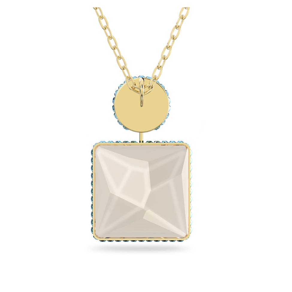 Orbita necklace, Square cut, Multicolored, Gold-tone plated by SWAROVSKI