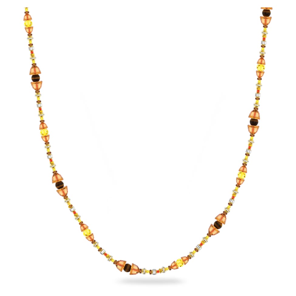 Somnia necklace, Extra long, Brown, Gold-tone plated by SWAROVSKI