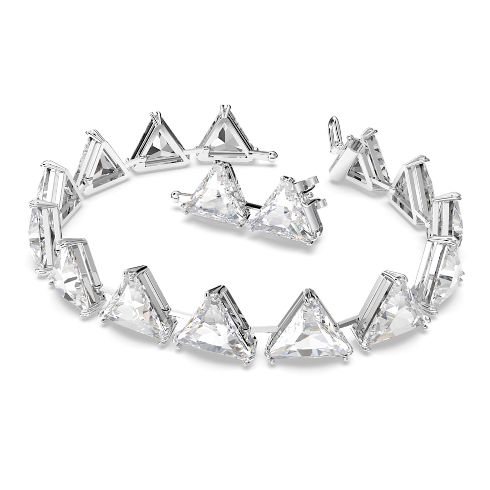Ortyx bracelet, Triangle cut, White, Rhodium plated by SWAROVSKI
