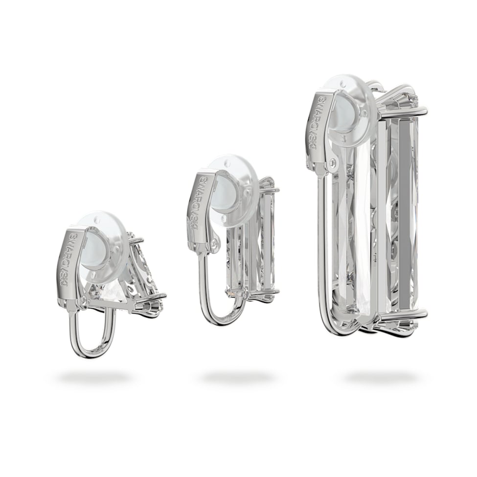 Mesmera clip earring, Set (3), Asymmetrical design, White, Rhodium plated by SWAROVSKI