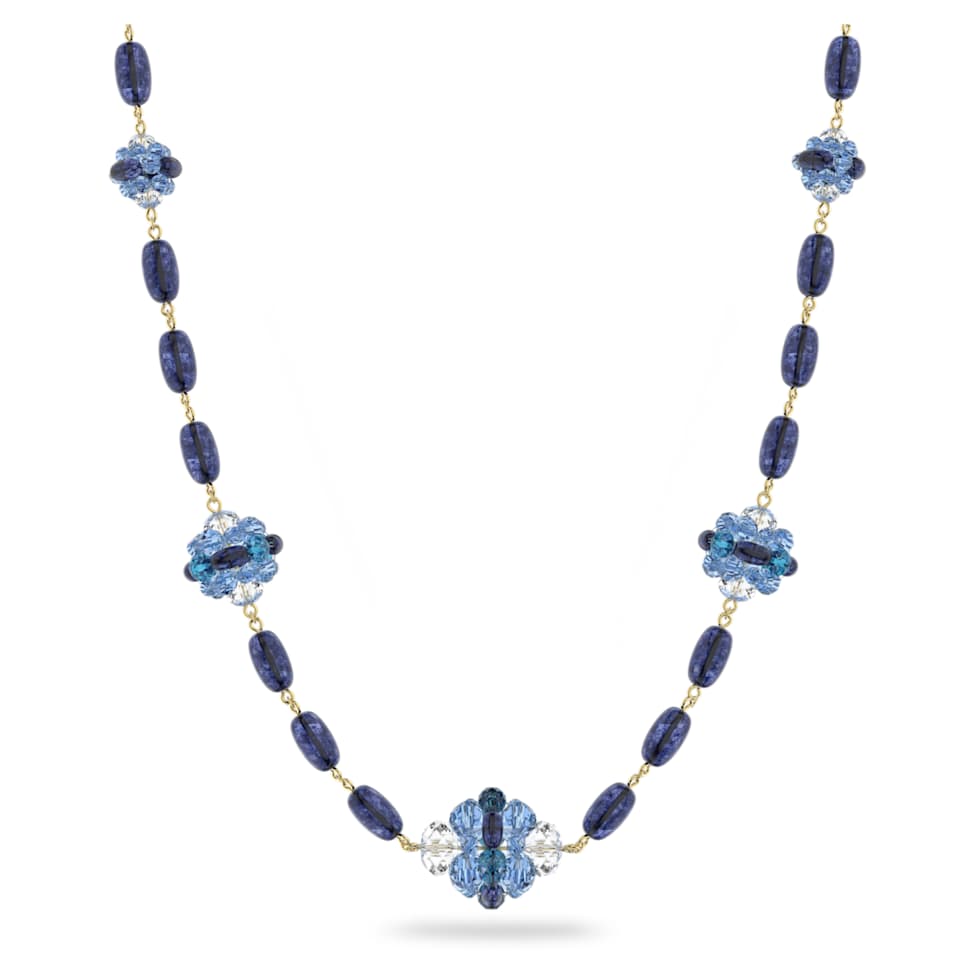 Somnia necklace, Extra long, Blue, Gold-tone plated by SWAROVSKI