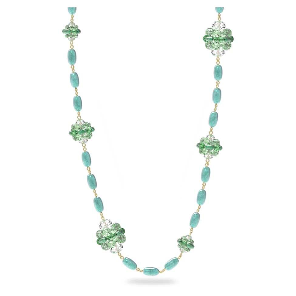 Somnia necklace, Long, Green, Gold-tone plated by SWAROVSKI