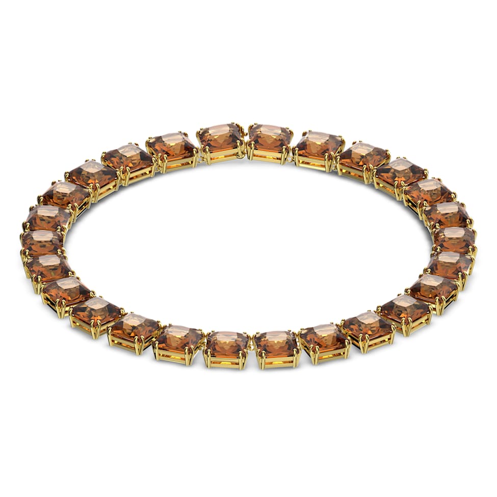 Millenia necklace, Square cut, Brown, Gold-tone plated by SWAROVSKI