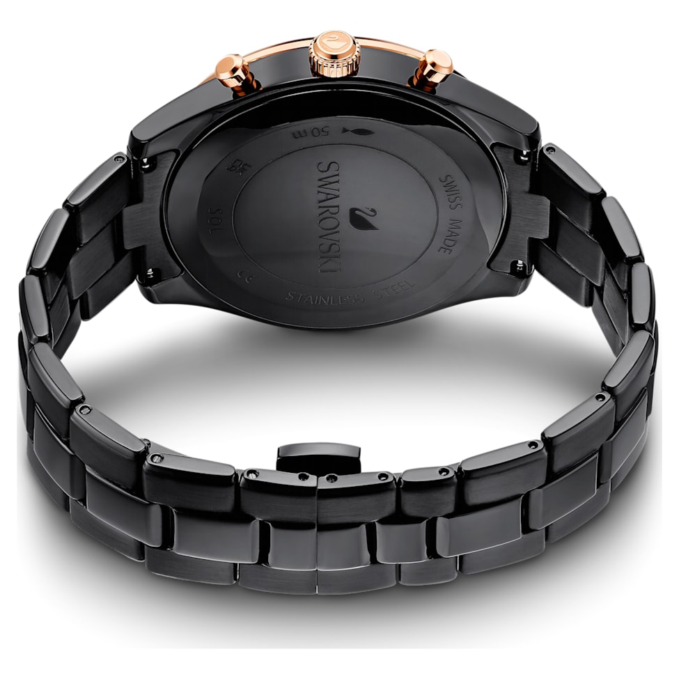 Octea Lux Sport watch, Swiss Made, Metal bracelet, Black