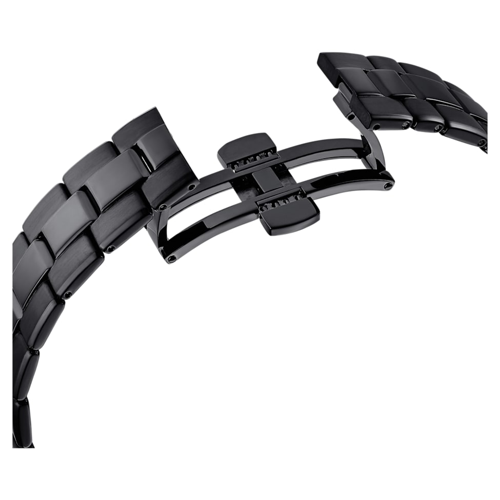 Octea Lux Sport watch, Swiss Made, Metal bracelet, Black, Black finish by SWAROVSKI