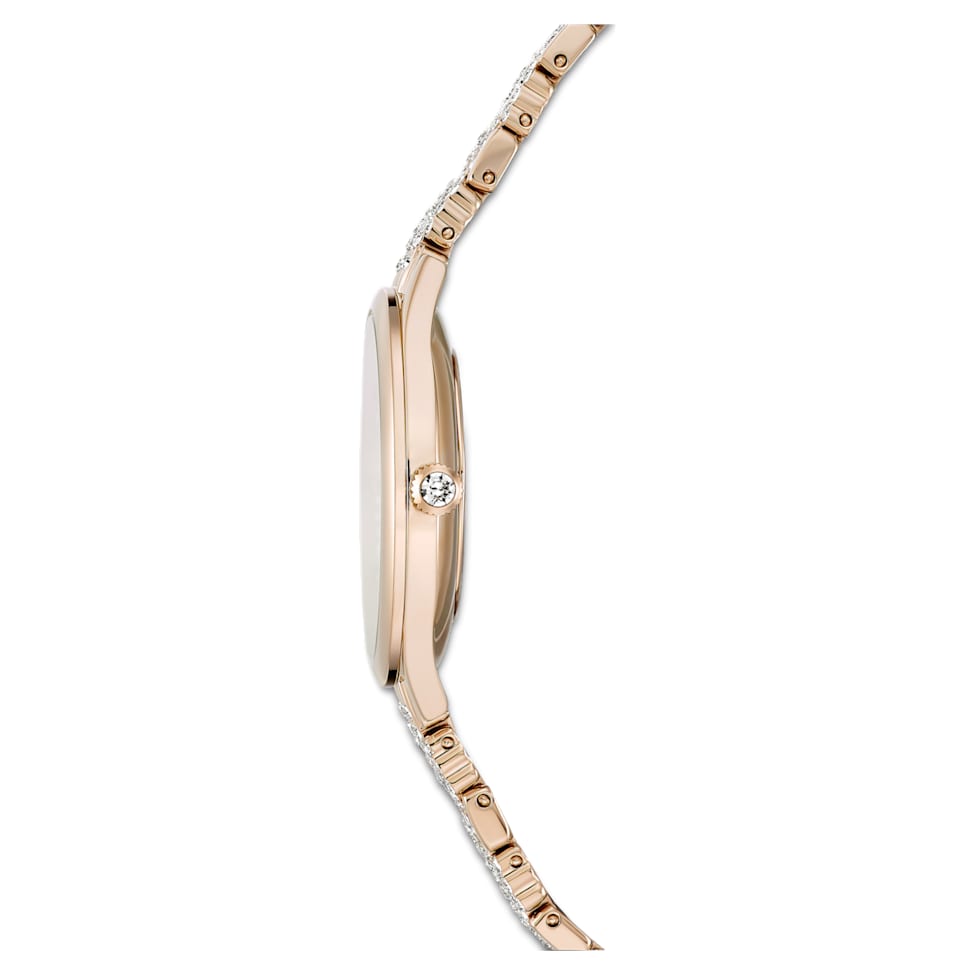 Attract watch, Swiss Made, Pavé, Metal bracelet, Gold tone, Champagne gold-tone finish by SWAROVSKI