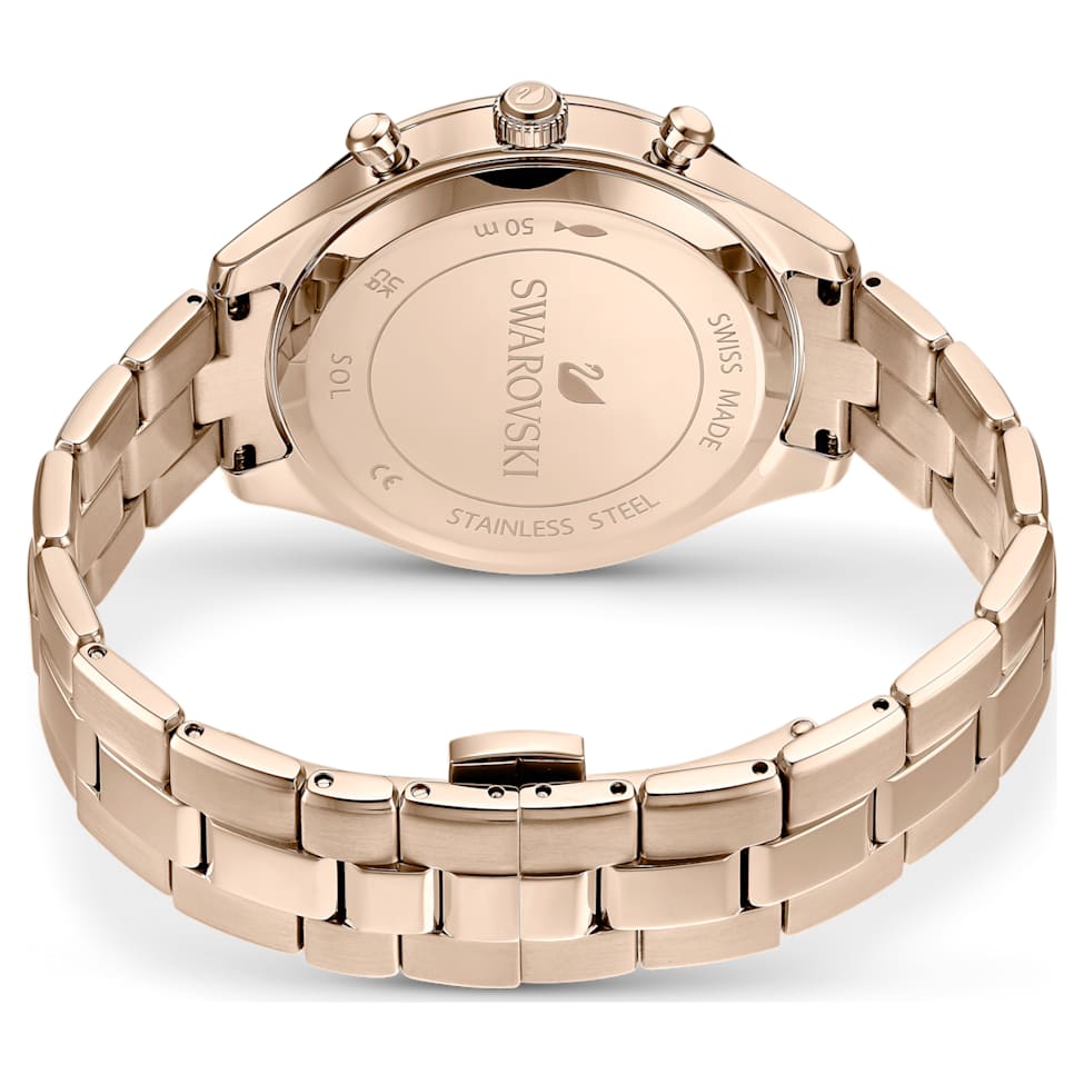 Octea Lux Sport watch, Swiss Made, Metal bracelet, Gold tone, Champagne gold-tone finish by SWAROVSKI