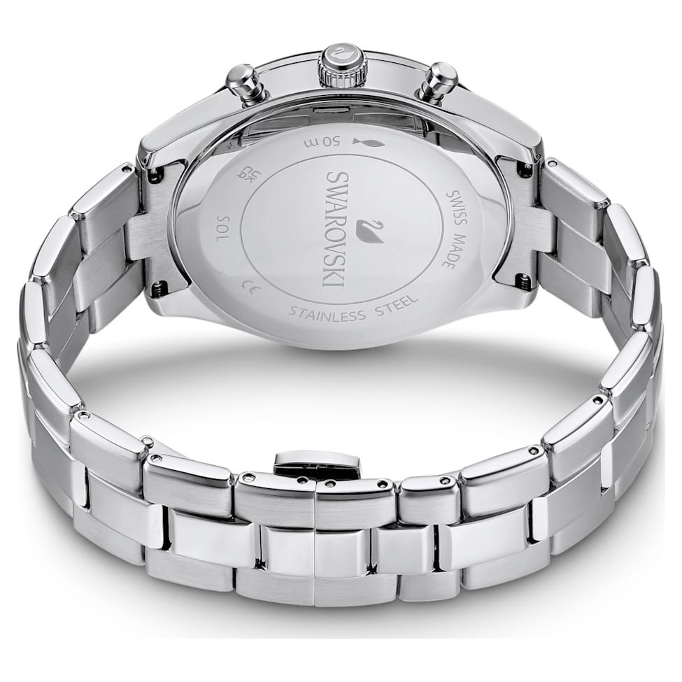 Octea Lux Sport watch, Swiss Made, Metal bracelet, Black, Stainless steel by SWAROVSKI