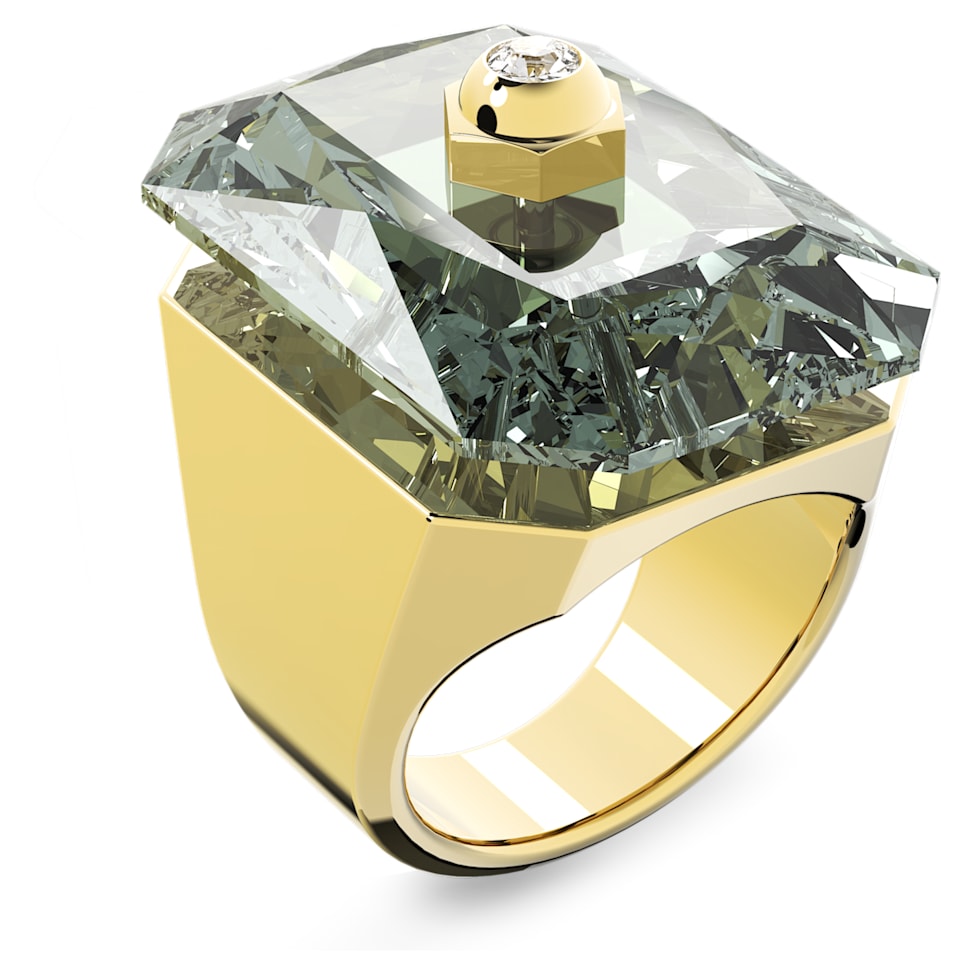 Numina cocktail ring, Octagon cut, Gray, Gold-tone plated by SWAROVSKI