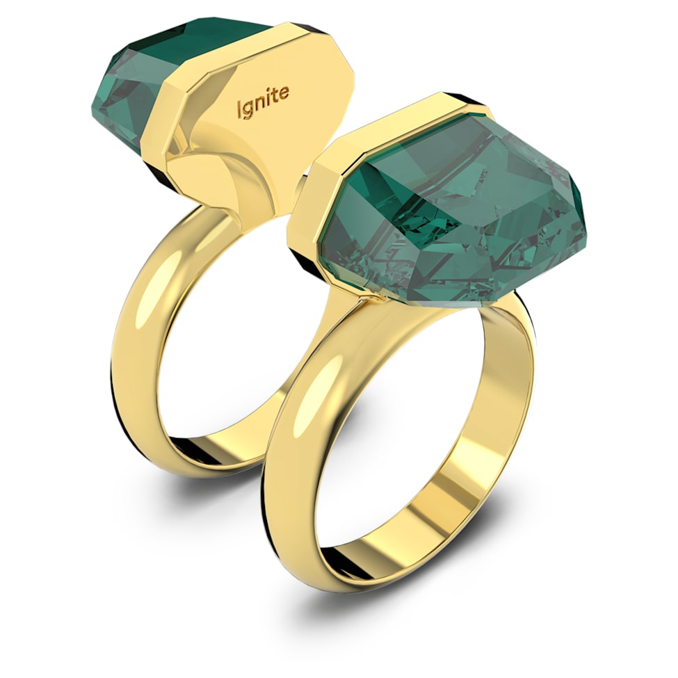 Lucent ring, Magnetic closure, Green, Gold-tone plated by SWAROVSKI