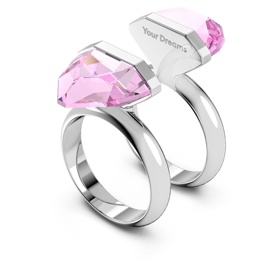 Lucent ring, Magnetic closure, Pear cut, Pink, Rhodium plated by SWAROVSKI